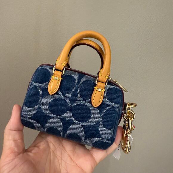 Coach CZ083 Mini Rowan Bag Charm In Signature Denim - Picture 3 of 7